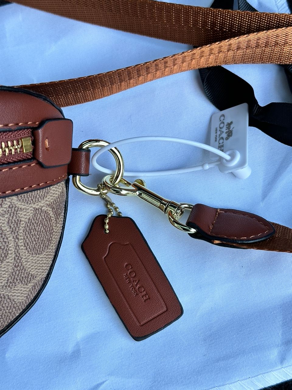 Coach Leather Signature Belt Bag, Tan/Rust - 26