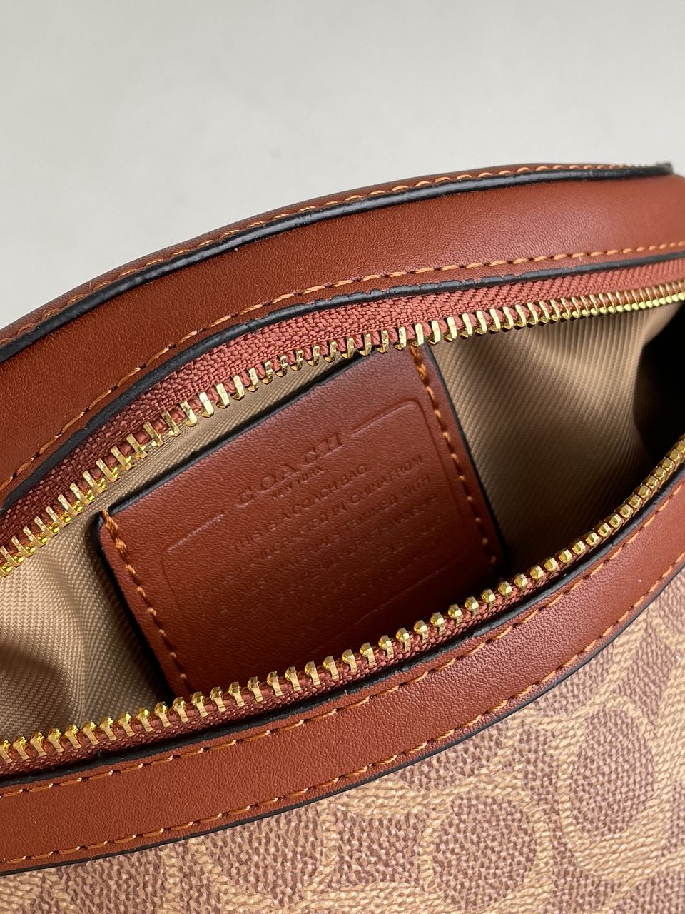 Coach Leather Signature Belt Bag, Tan/Rust - 30