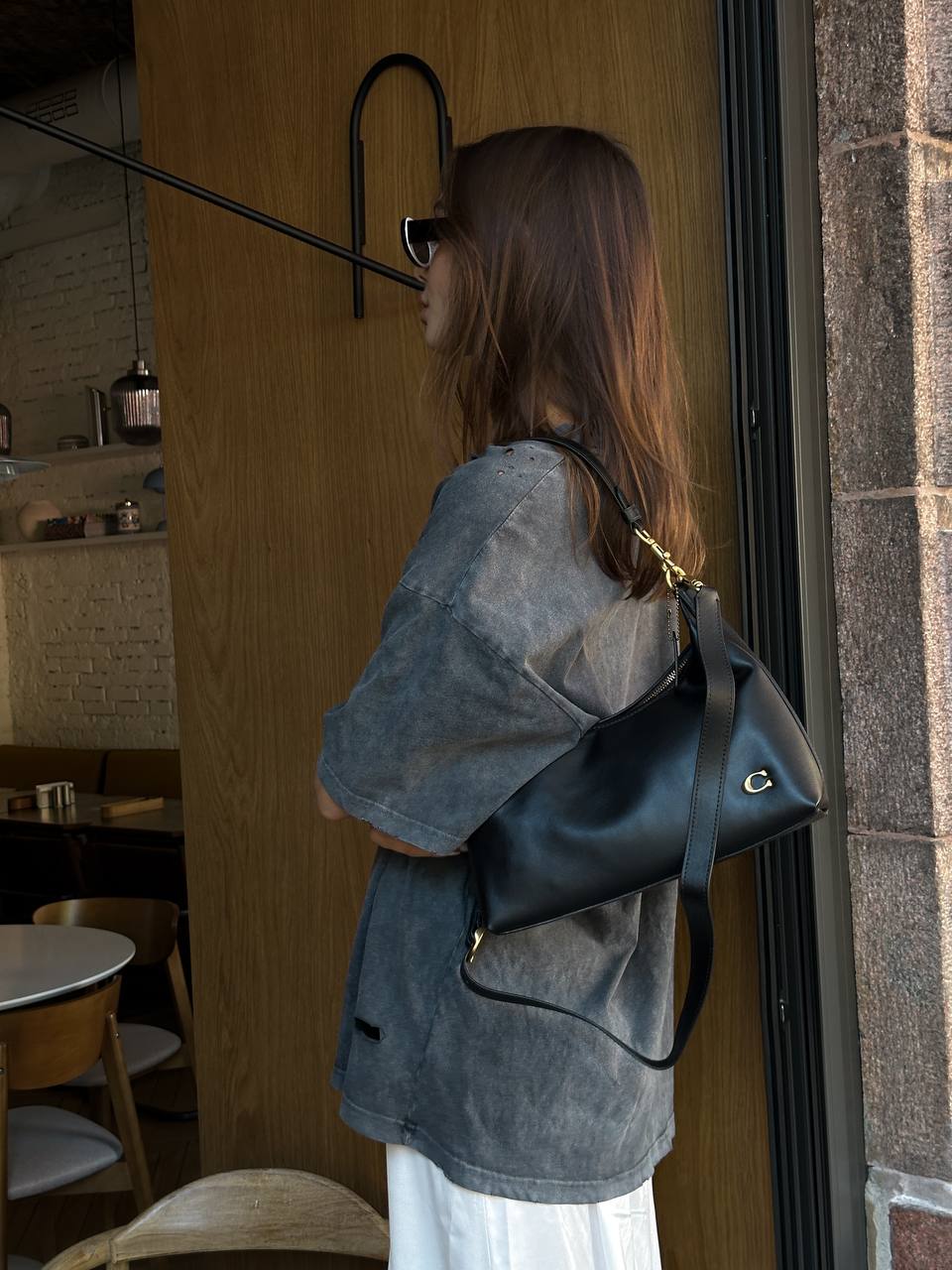 Coach May Shoulder Bag In Leather Black/Gold - 11