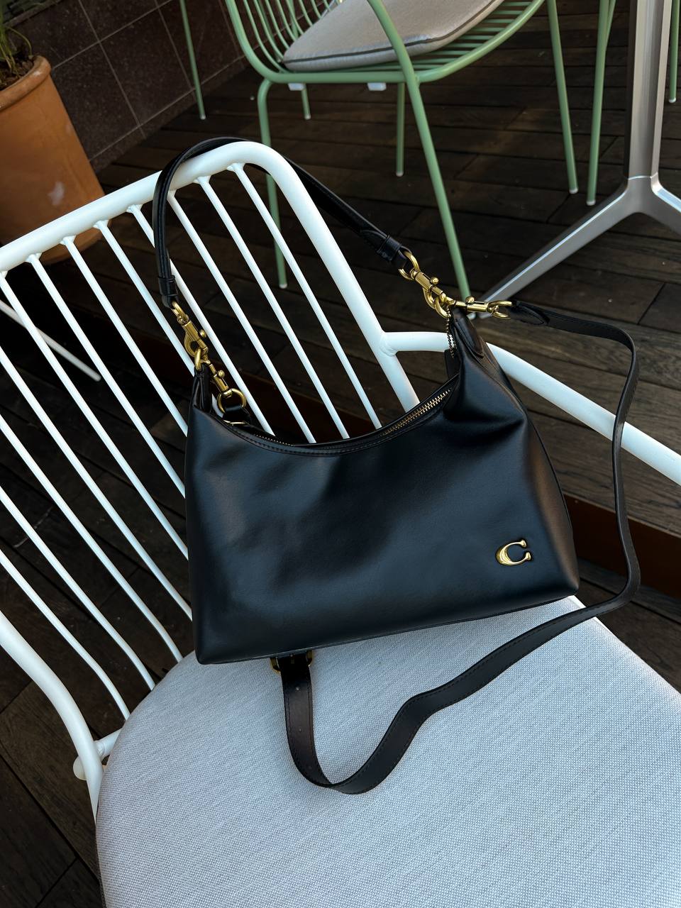 Coach May Shoulder Bag In Leather Black/Gold - 4