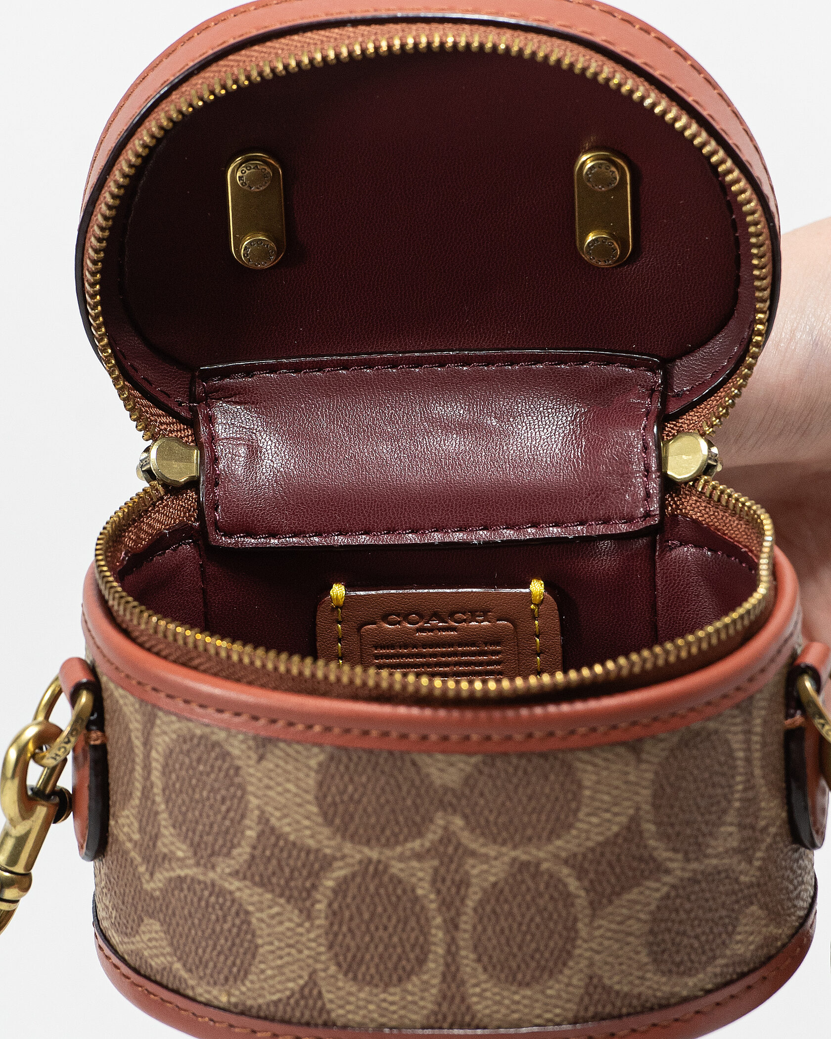 Coach Micro Trail Bag in Signature Canvas Tan/Brown - 12