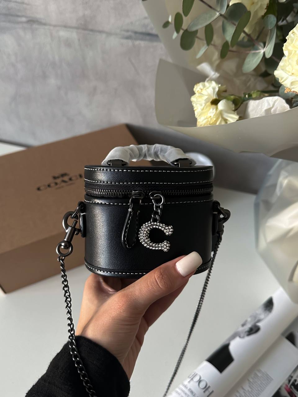 Coach Mini Bucket Bag Charm With Crystal - 3