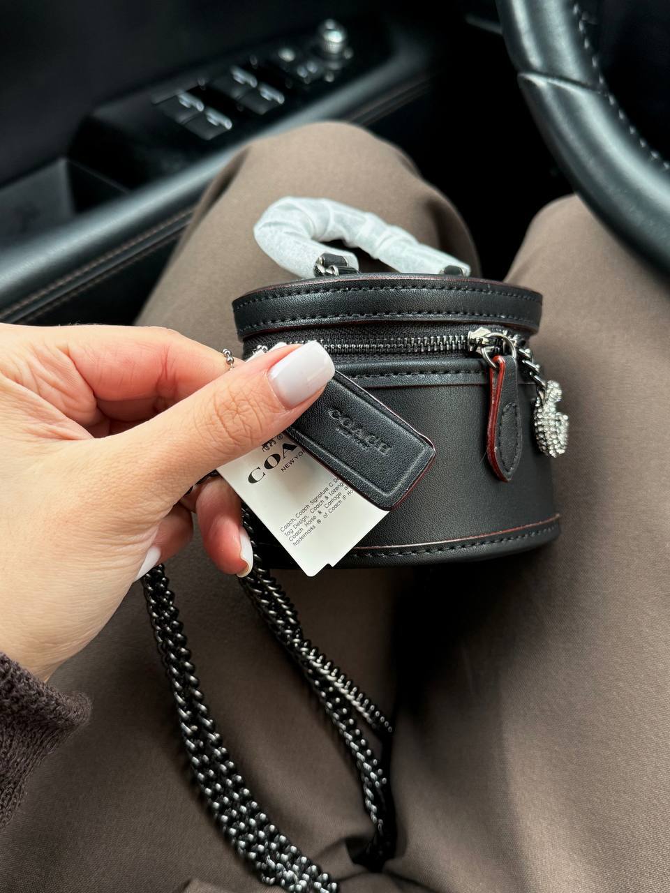 Coach Mini Circle Cylindrical Bag in Black Leather - 11
