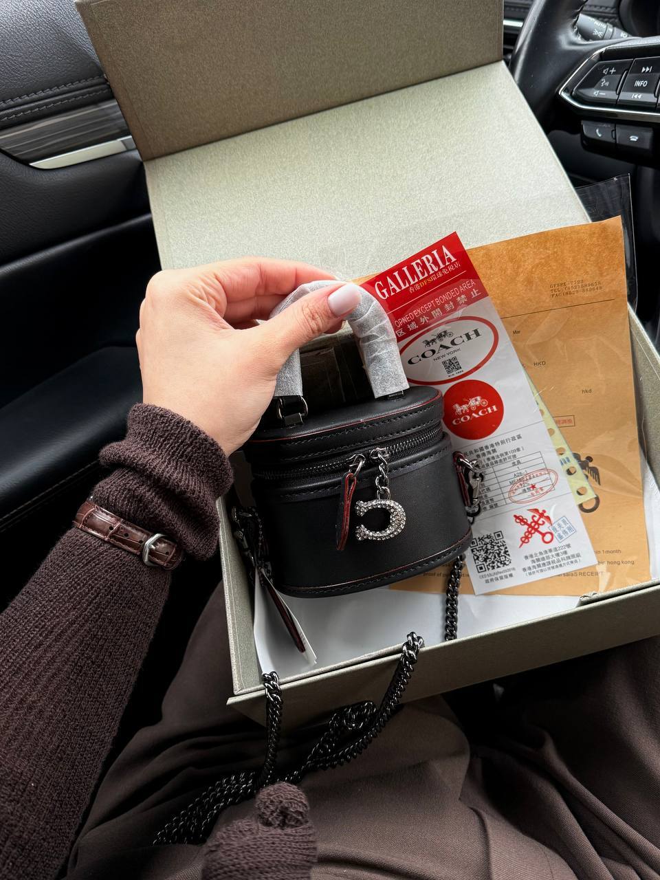 Coach Mini Circle Cylindrical Bag in Black Leather - 2