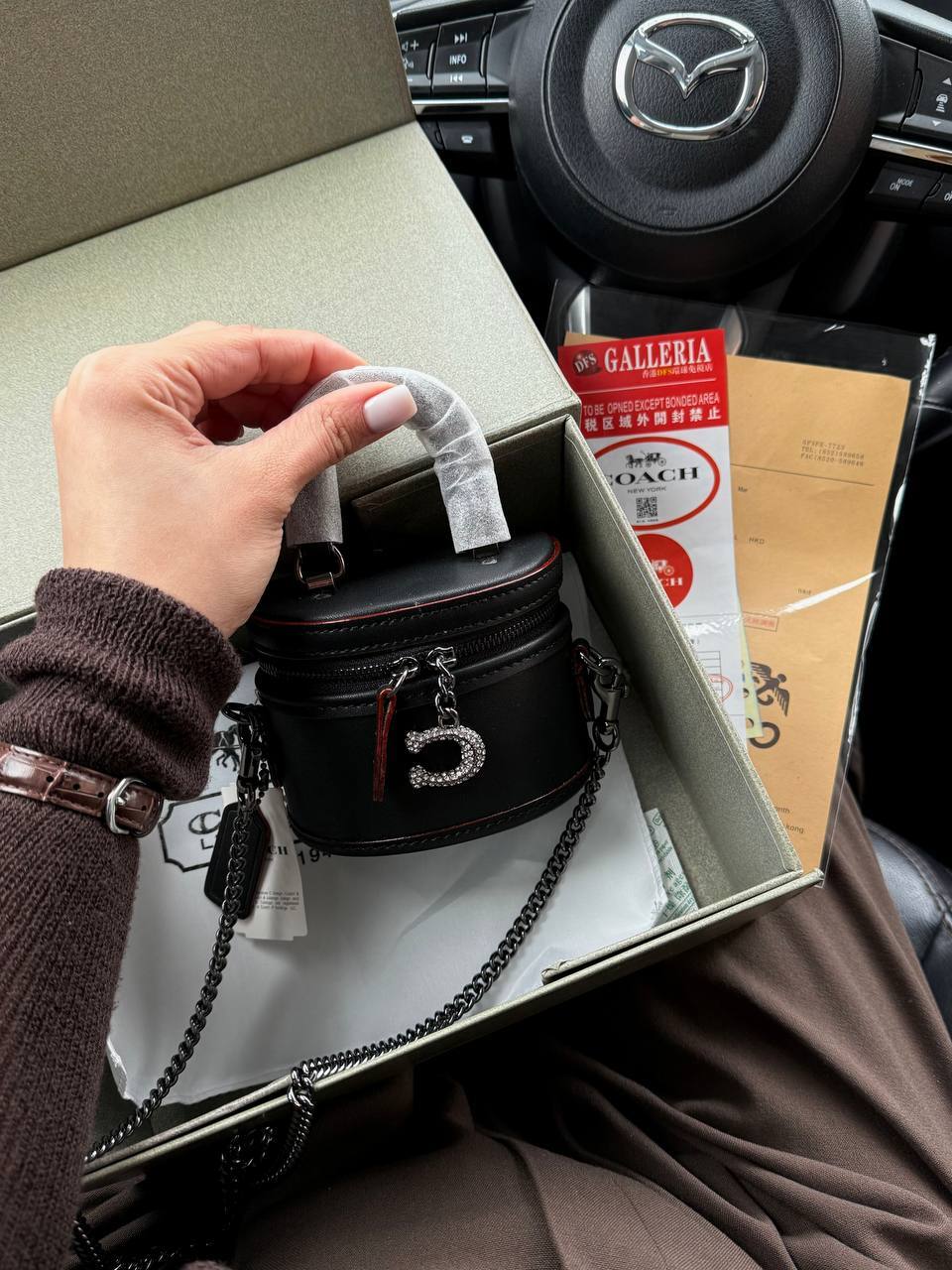 Coach Mini Circle Cylindrical Bag in Black Leather - 4