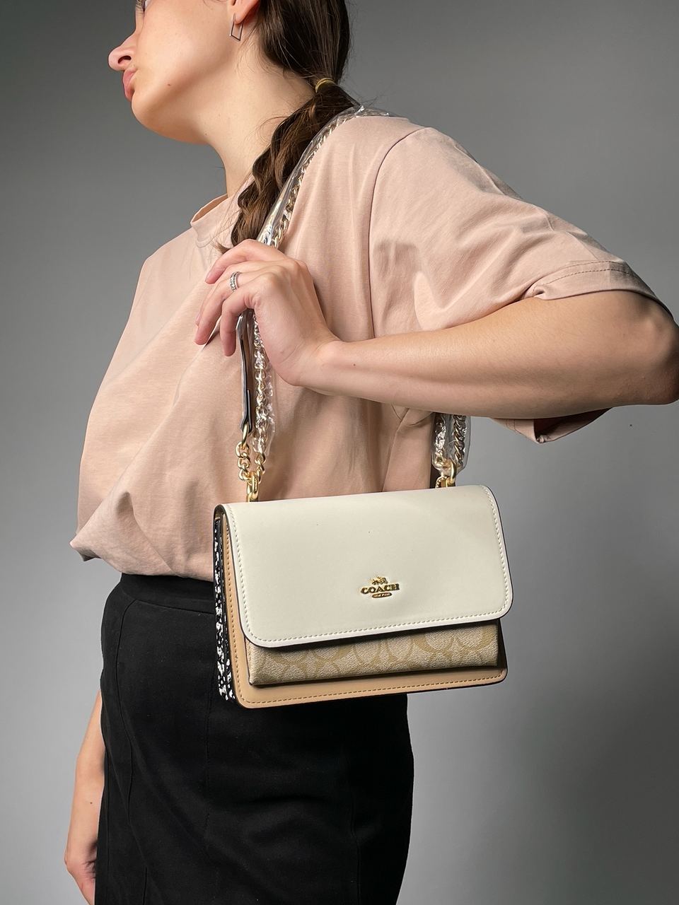 Coach Mini Klare Crossbody in Signature Canvas in Light Khaki/Snake - 7