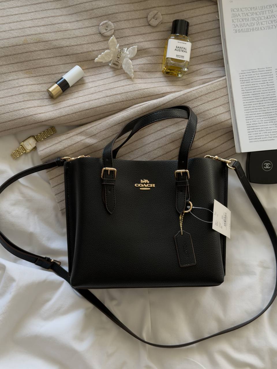 Coach Mollie Tote Bag In Signature Canvas Black