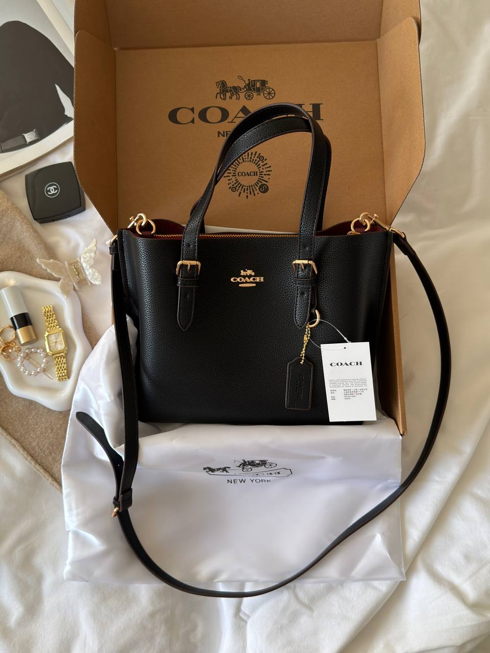 Coach Mollie Tote Bag In Signature Canvas Black - 2