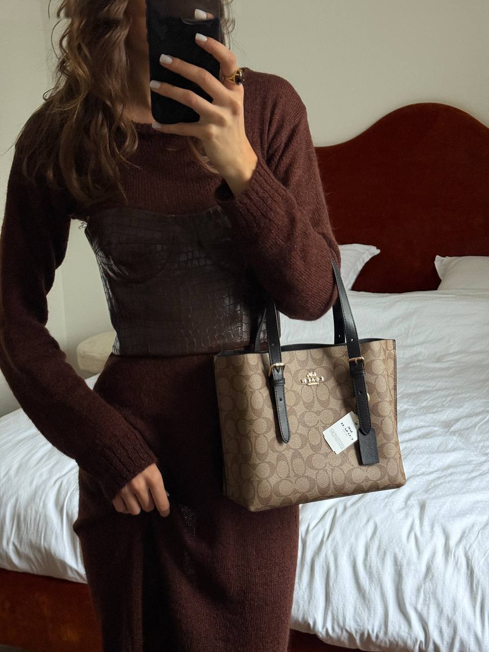 Coach Mollie Tote Bag In Signature Canvas Brown/Black