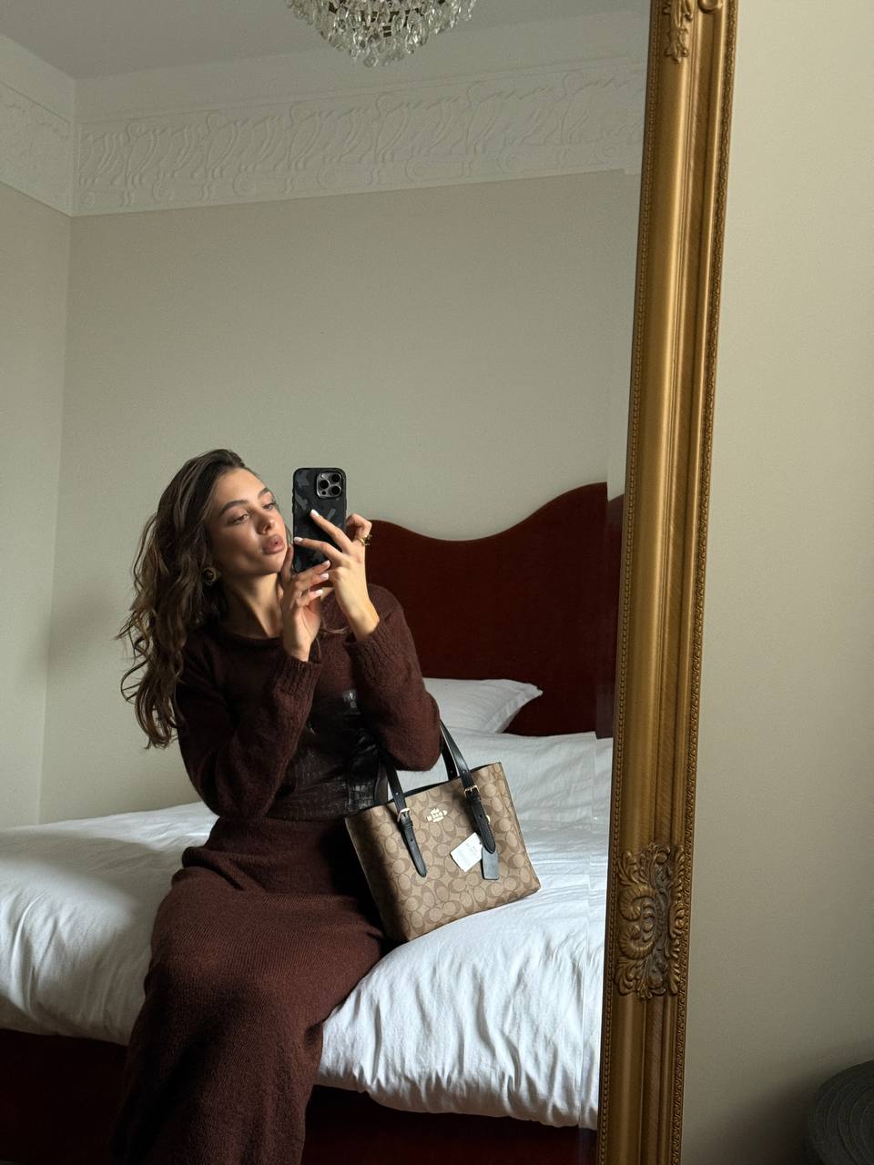 Coach Mollie Tote Bag In Signature Canvas Brown/Black - 2