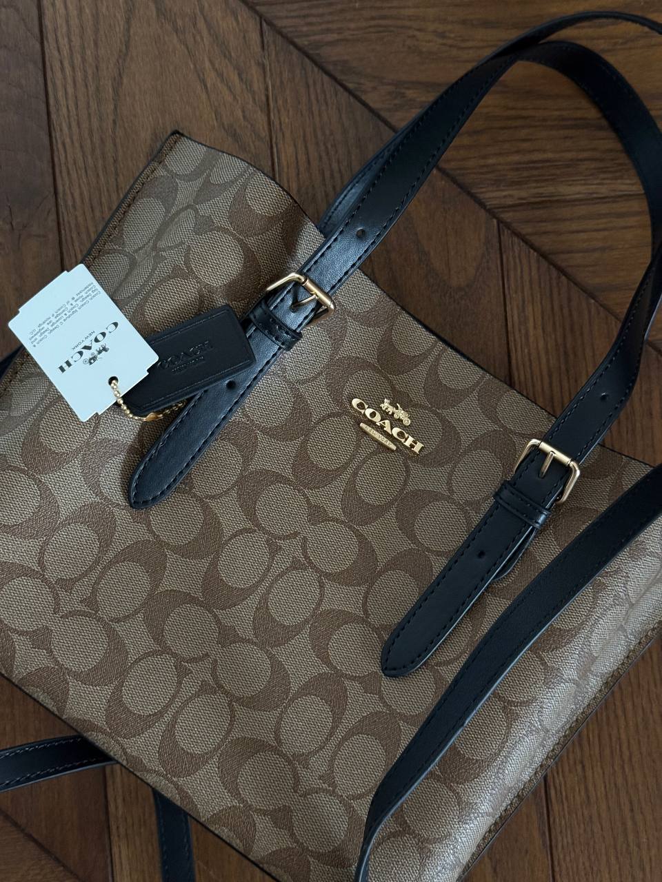 Coach Mollie Tote Bag In Signature Canvas Brown/Black - 6