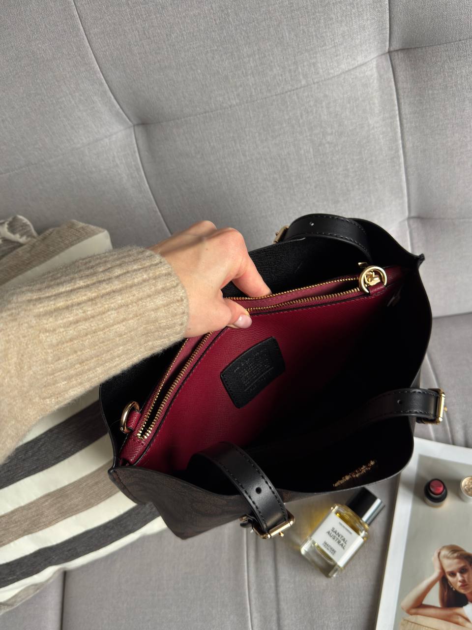 Coach Mollie Tote Bag In Signature Canvas Dark Brown/Black - 10