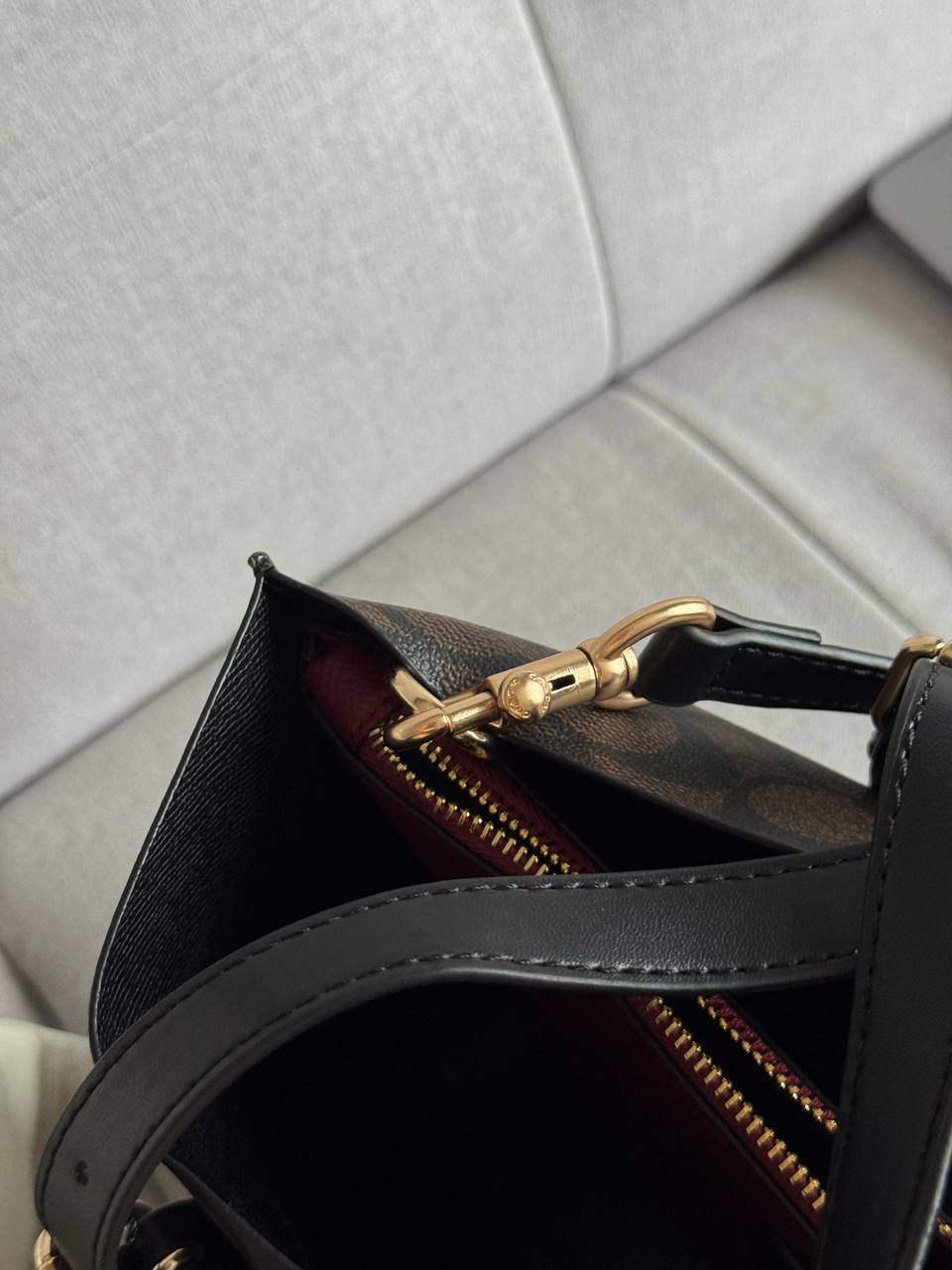 Coach Mollie Tote Bag In Signature Canvas Dark Brown/Black - 14