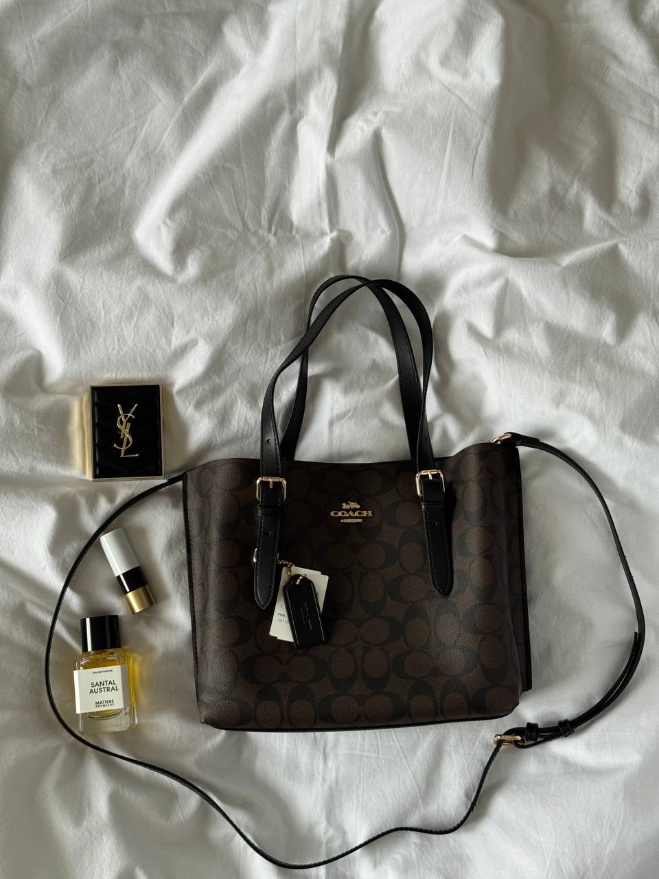 Coach Mollie Tote Bag In Signature Canvas Dark Brown/Black - 2