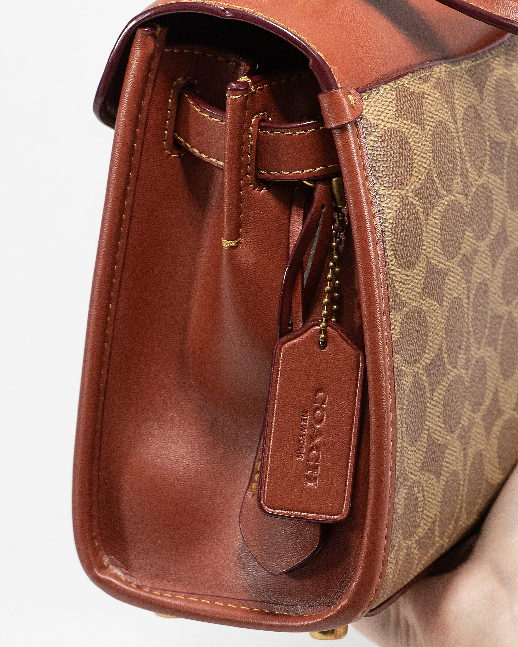 Coach Parker Small Top Handle Bag in Signature Canvas Tan/Saddle Brown - 7