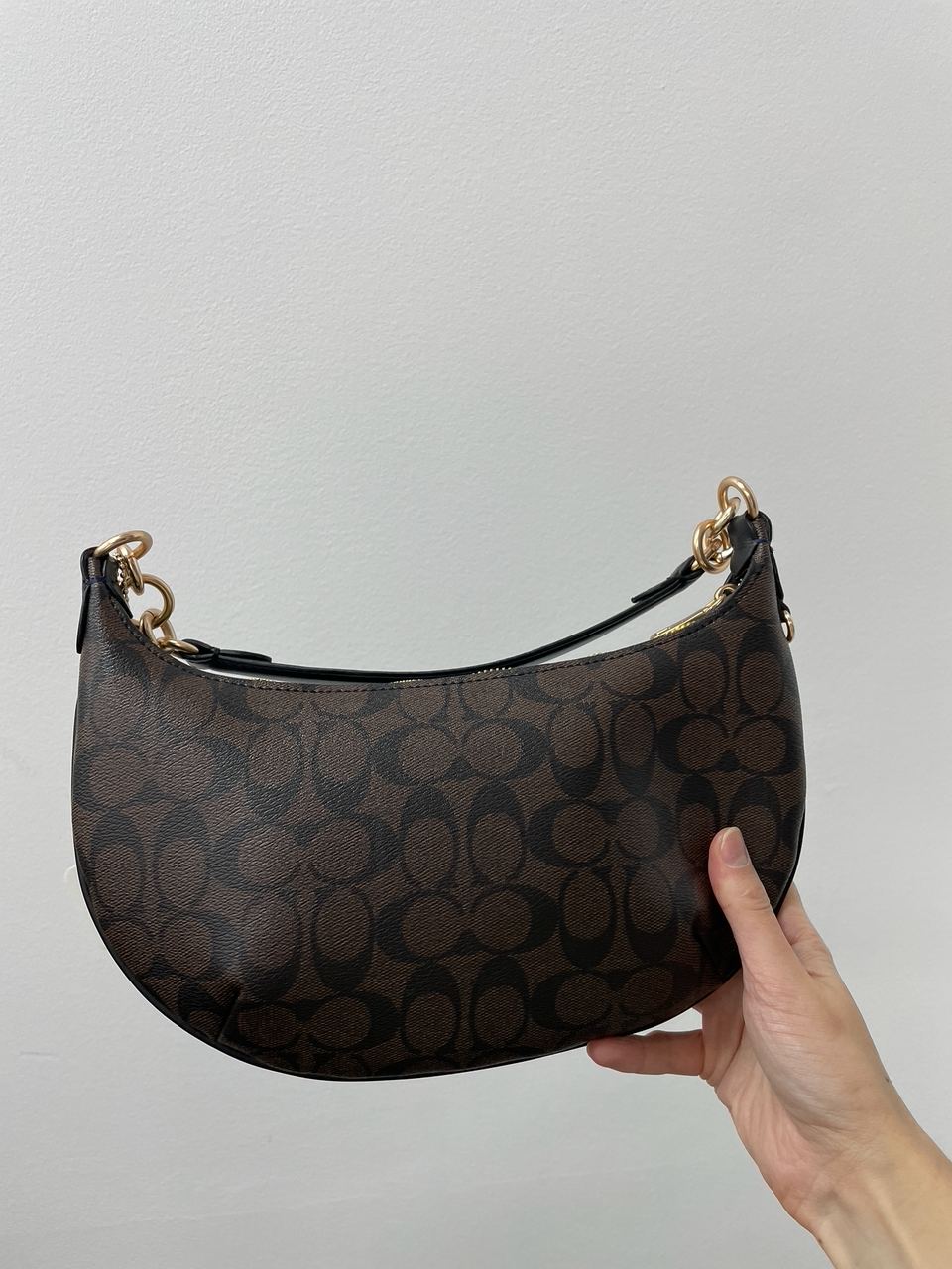 Coach Payton Hobo In Signature Canvas in Brown/Black - 10