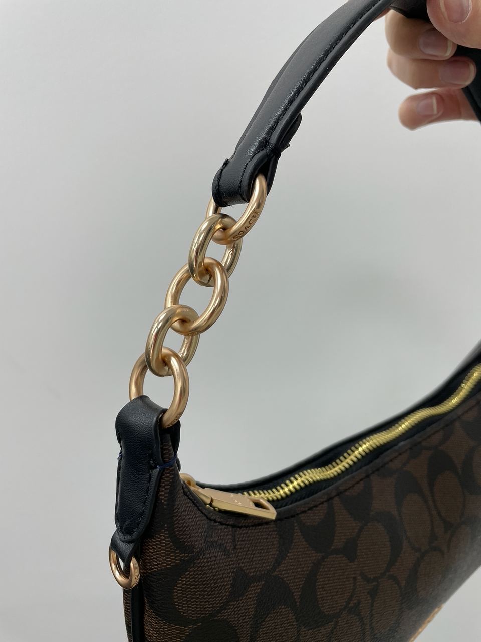 Coach Payton Hobo In Signature Canvas in Brown/Black - 11