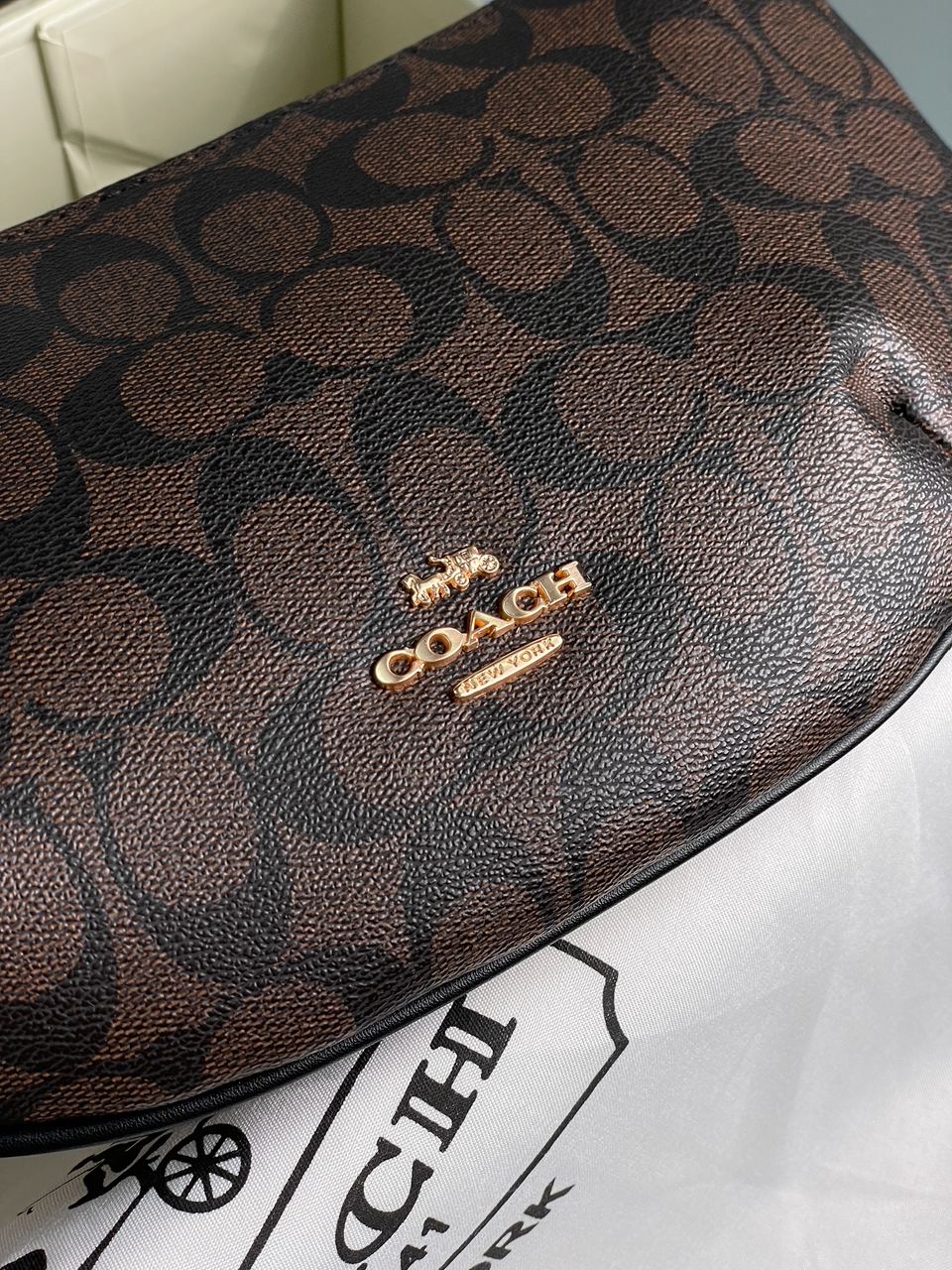 Coach Payton Hobo In Signature Canvas in Brown/Black - 8