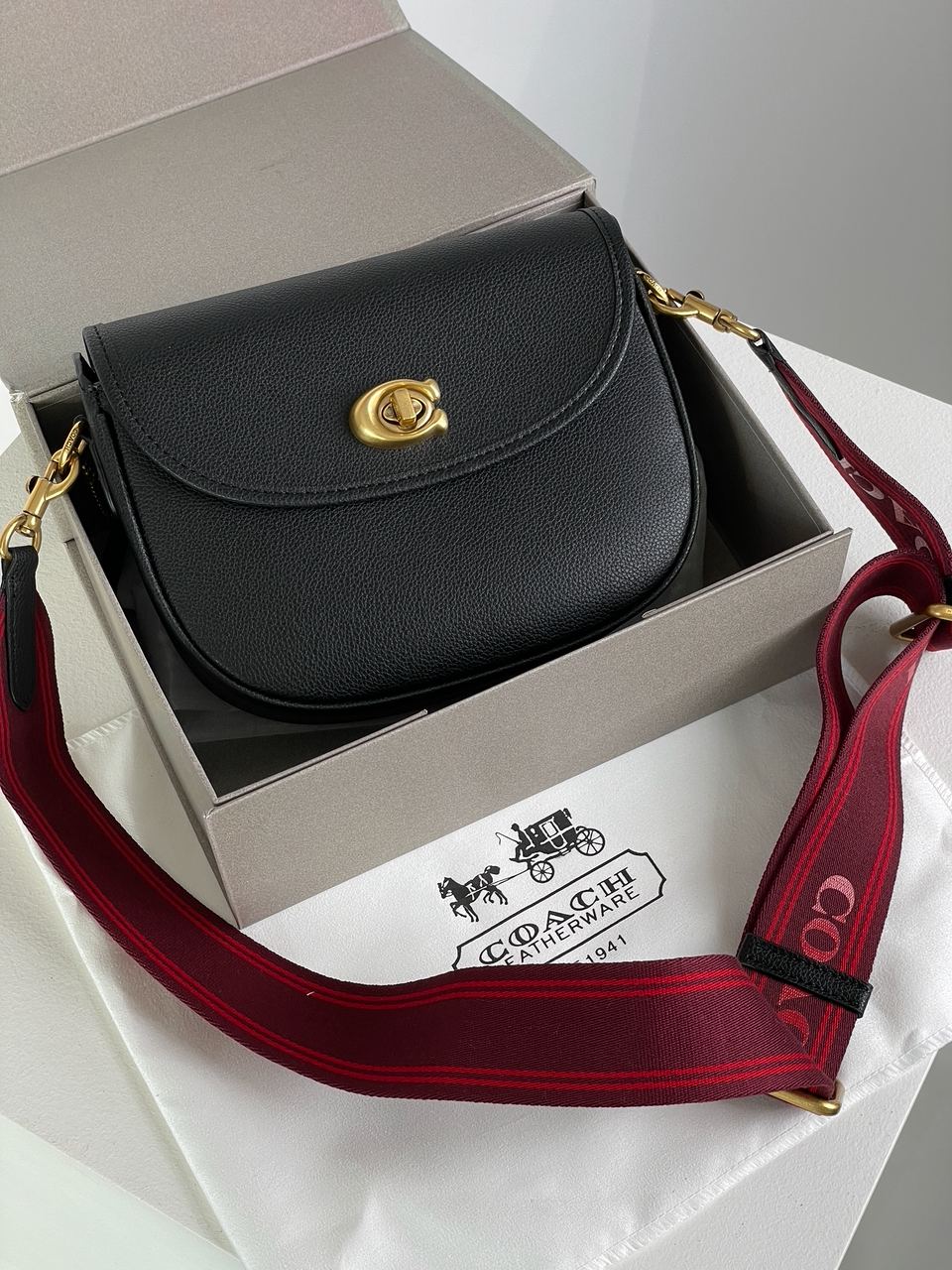 Coach Polished Pebble Willow Saddle Bag Black - 3