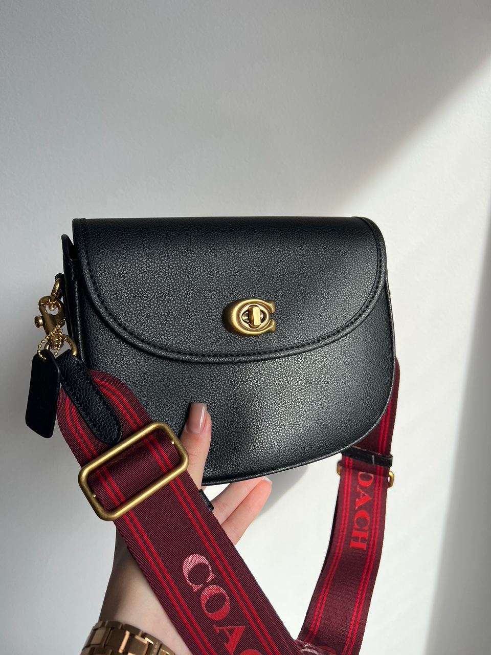 Coach Polished Pebble Willow Saddle Bag Black - 8