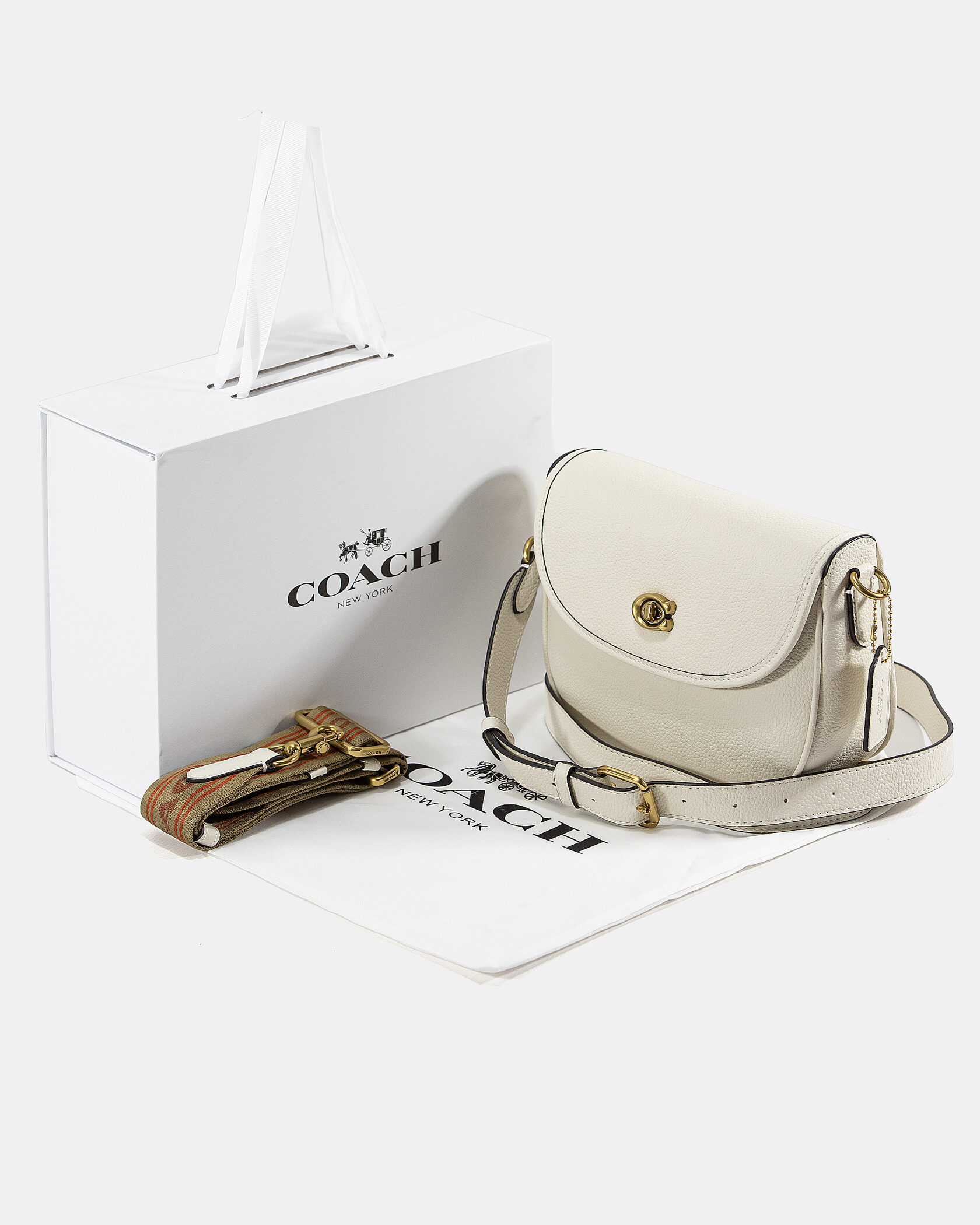 Coach Polished Pebble Willow Saddle Bag White - 2