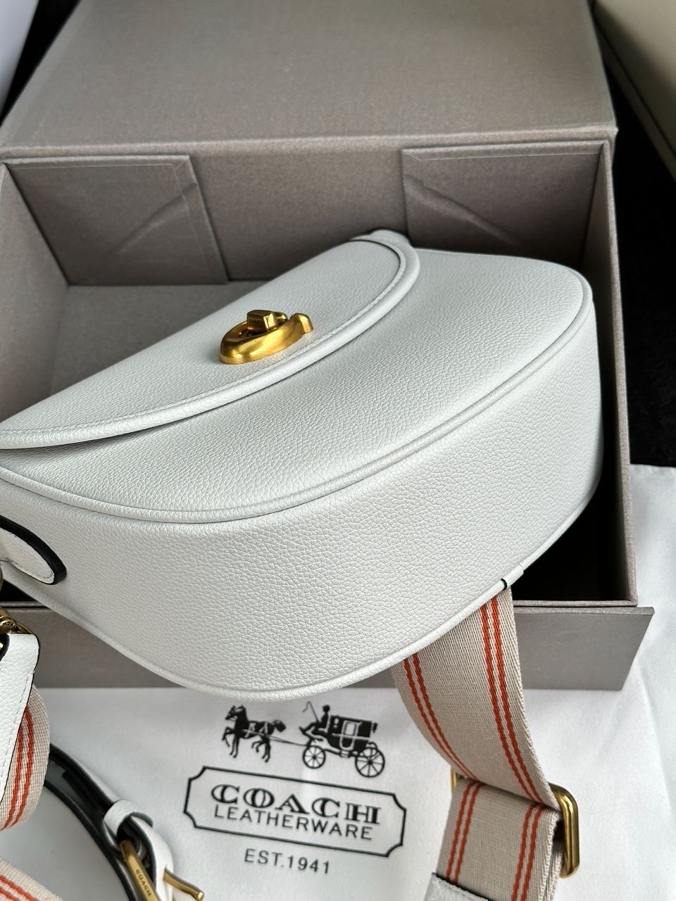 Coach Polished Pebble Willow Saddle Bag White - 20