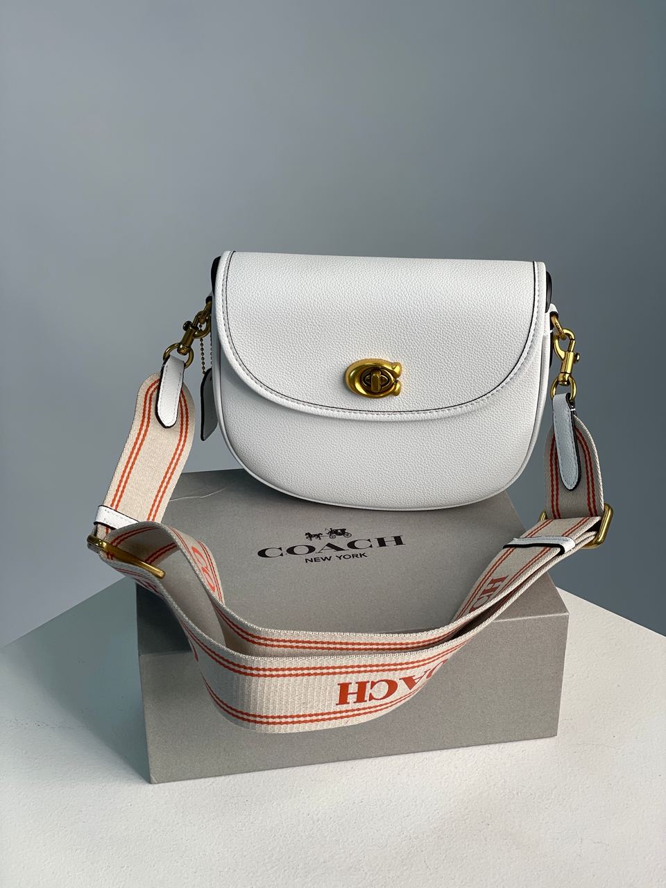 Coach Polished Pebble Willow Saddle Bag White - 4