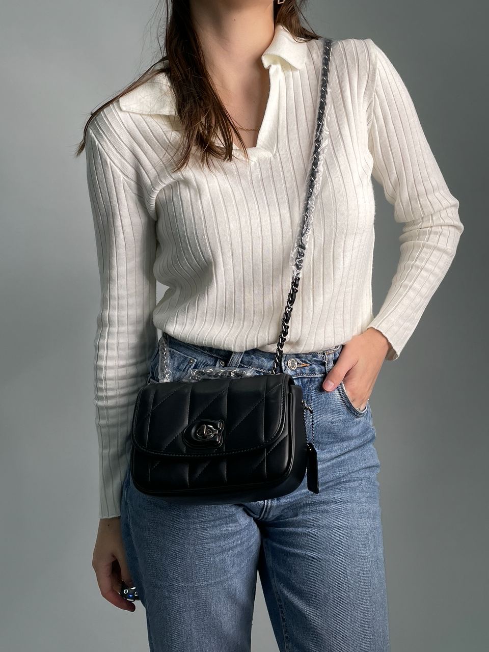 Coach Quilted Pillow Madison Shoulder Bag Black - 5