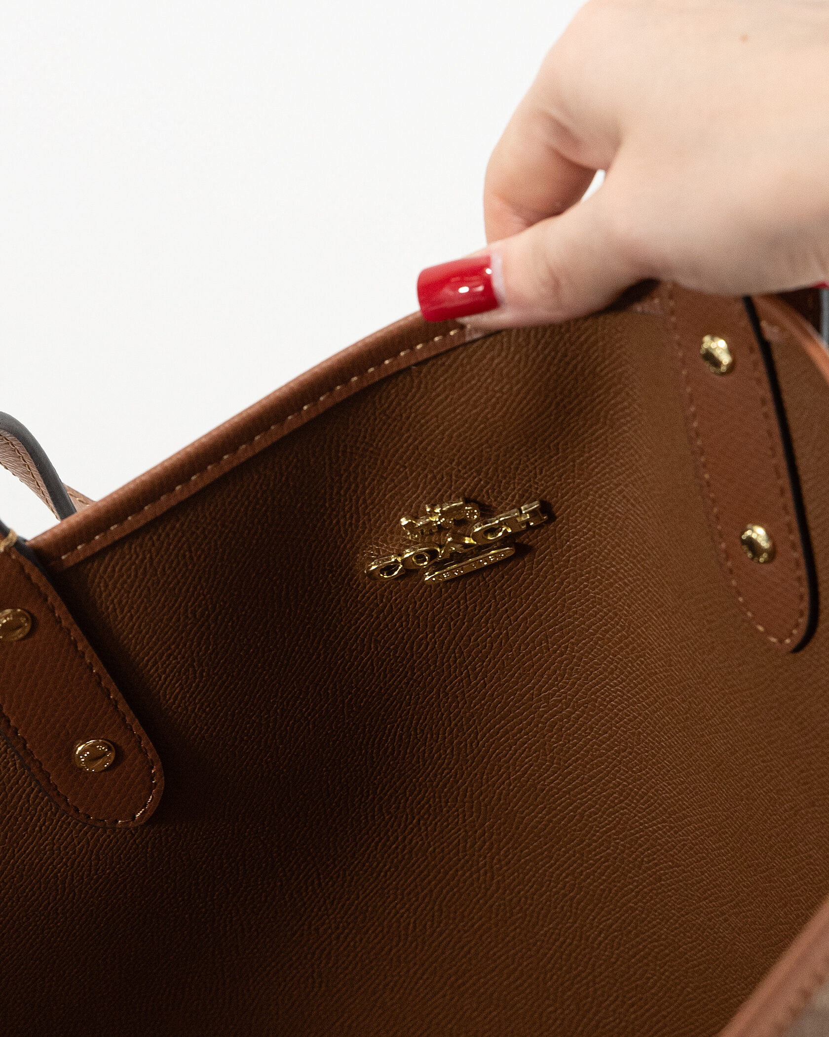 Coach Reversible Signature City Tote Khaki Saddle - 10