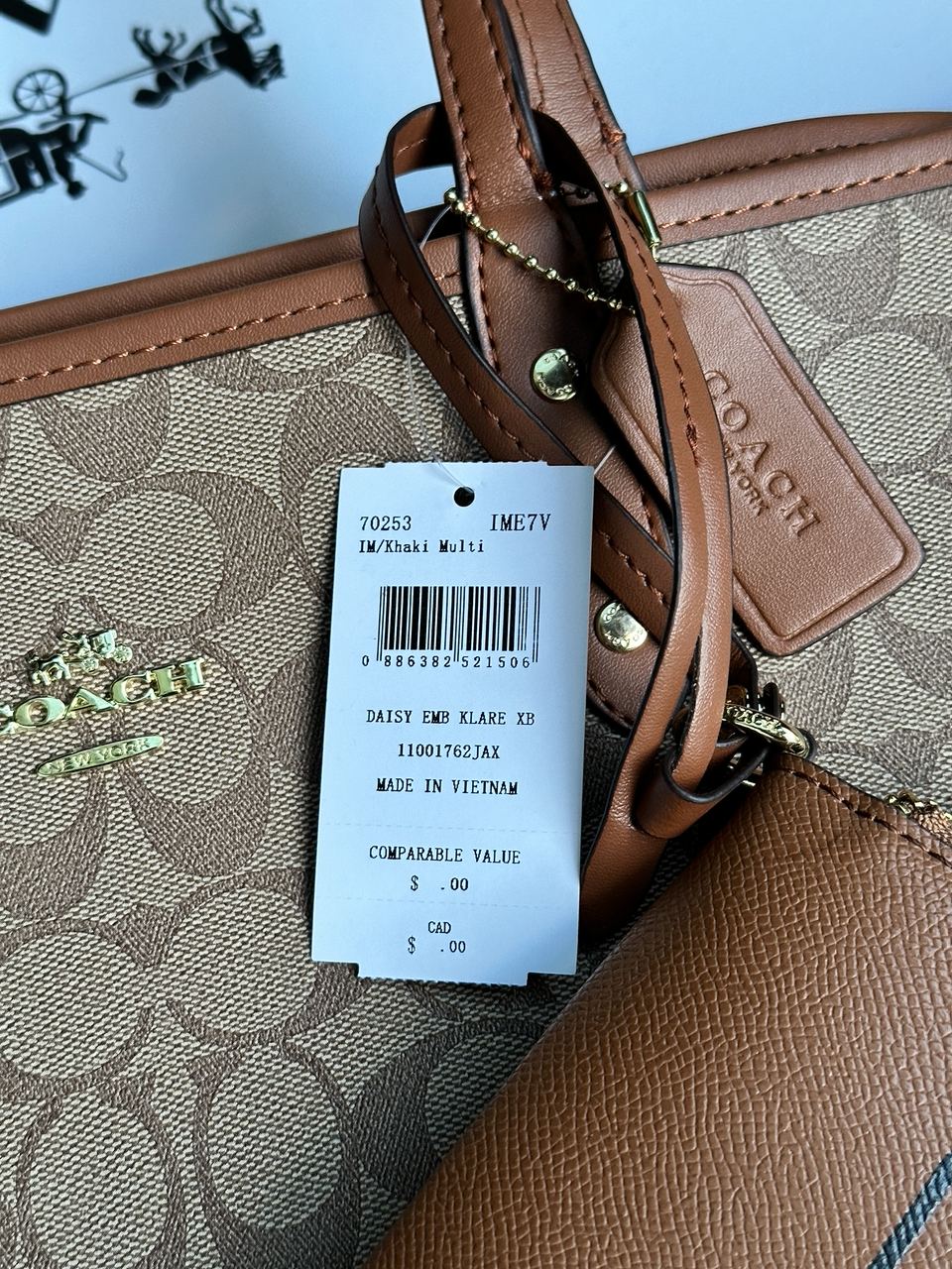 Coach Reversible Signature City Tote Khaki Saddle - 17