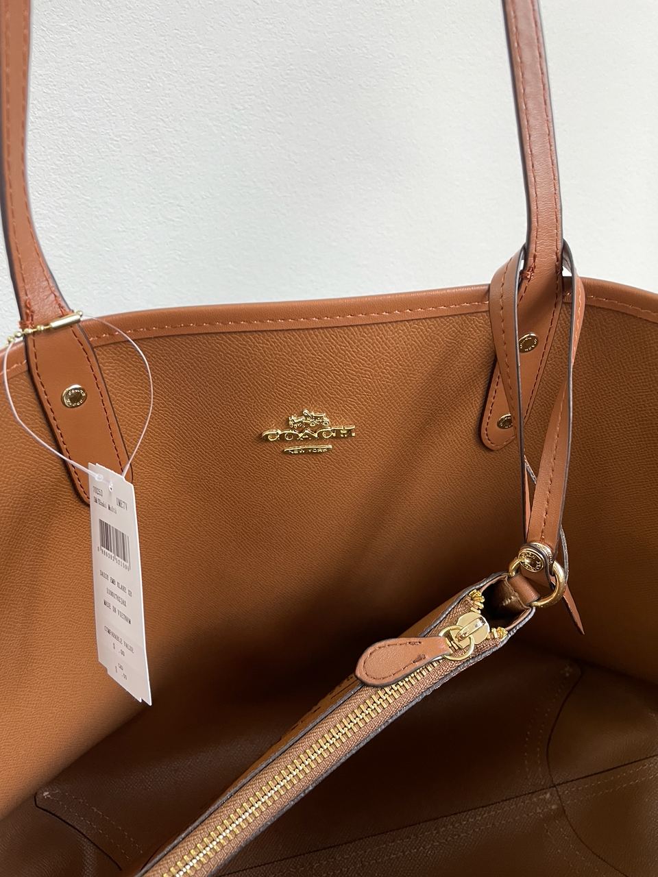 Coach Reversible Signature City Tote Khaki Saddle - 19