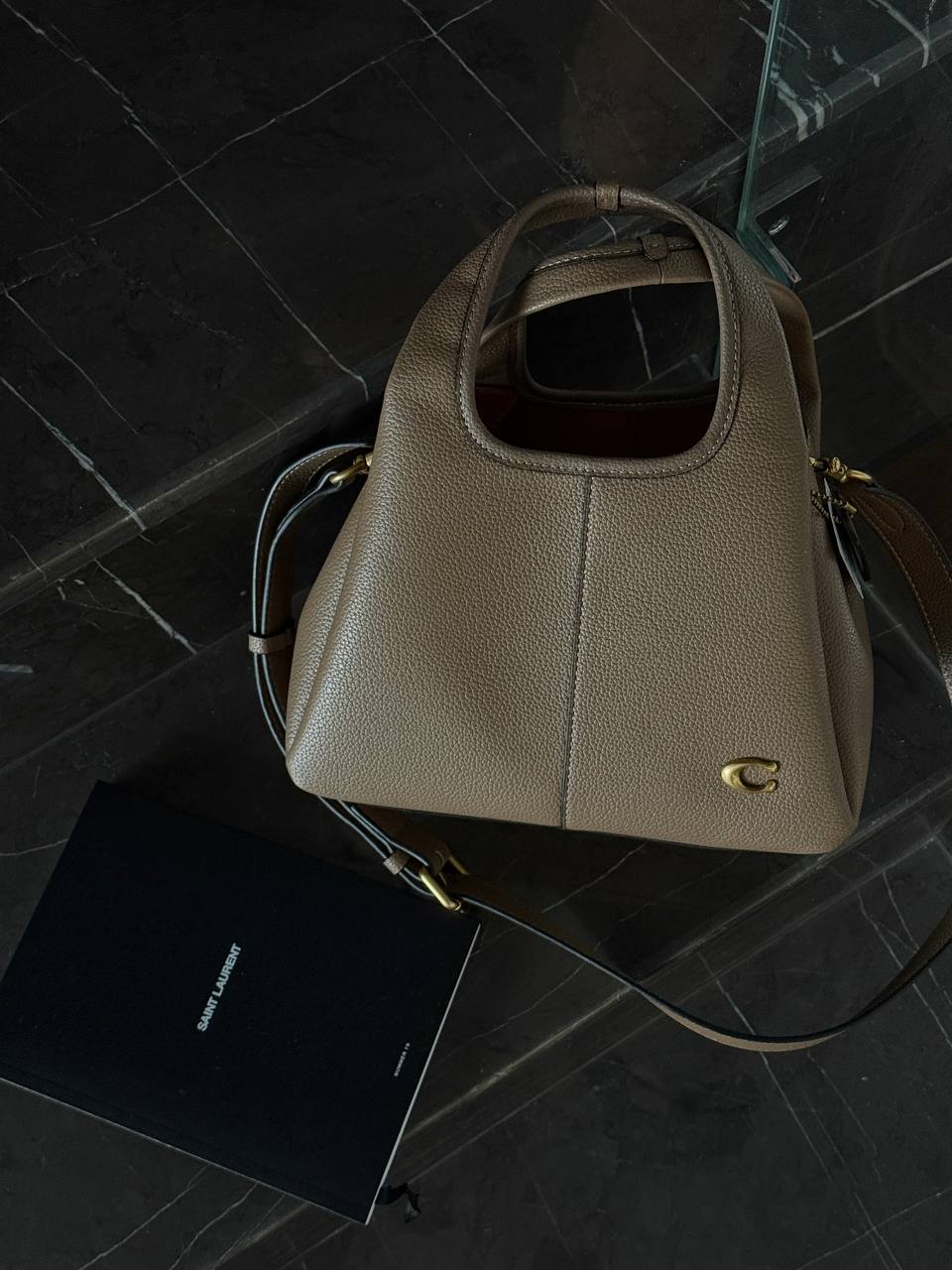 Coach Rossie In Leather Taupe/Gold - 3