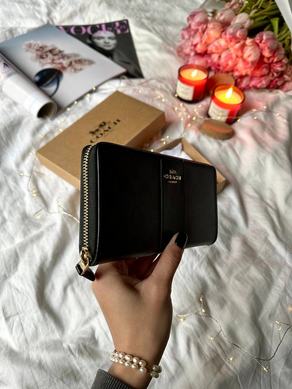 Coach Round Fastener Long Wallet Signature Brown/Black - 6