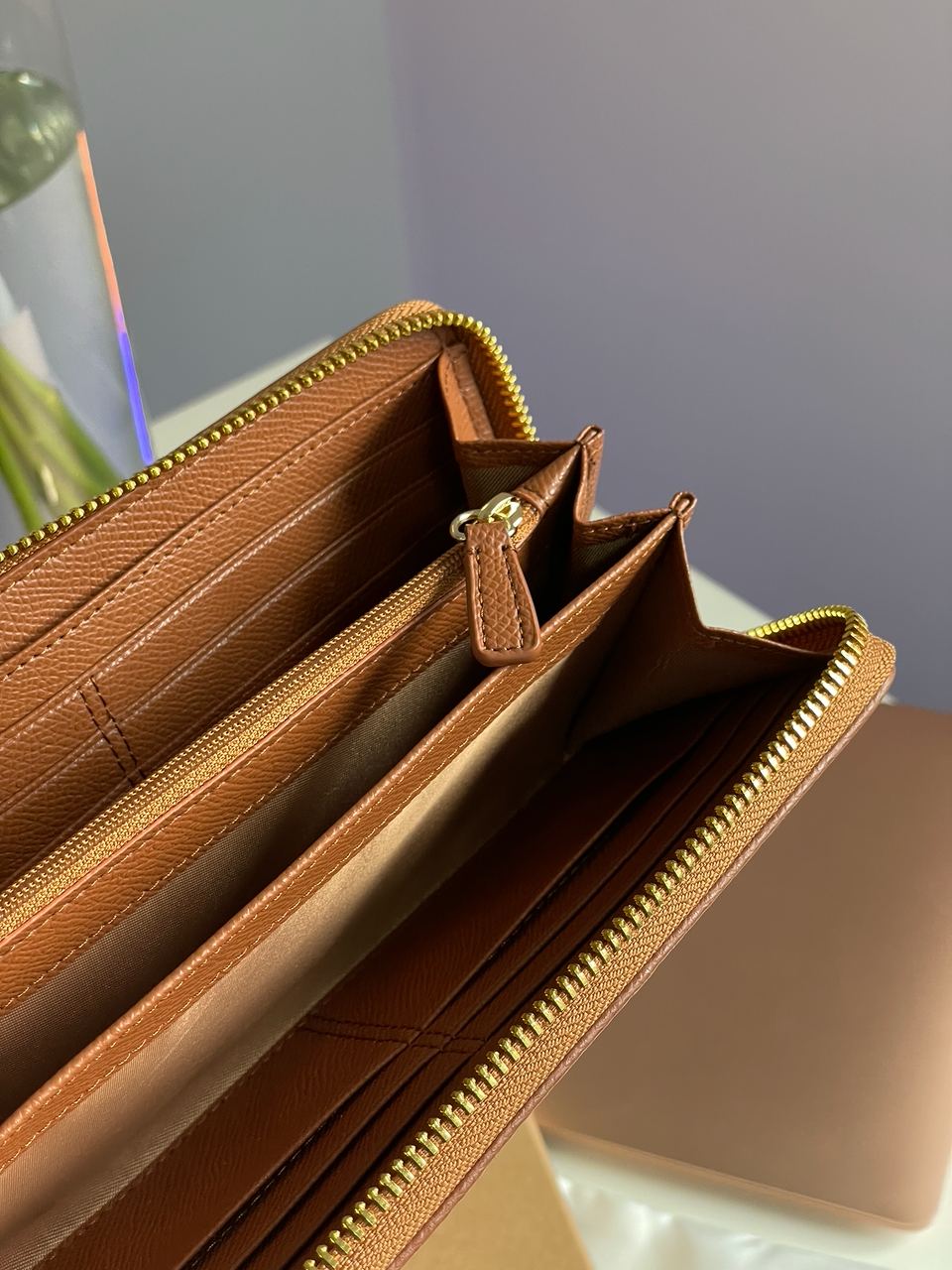 Coach Round Fastener Long Wallet Signature Ginger - 13