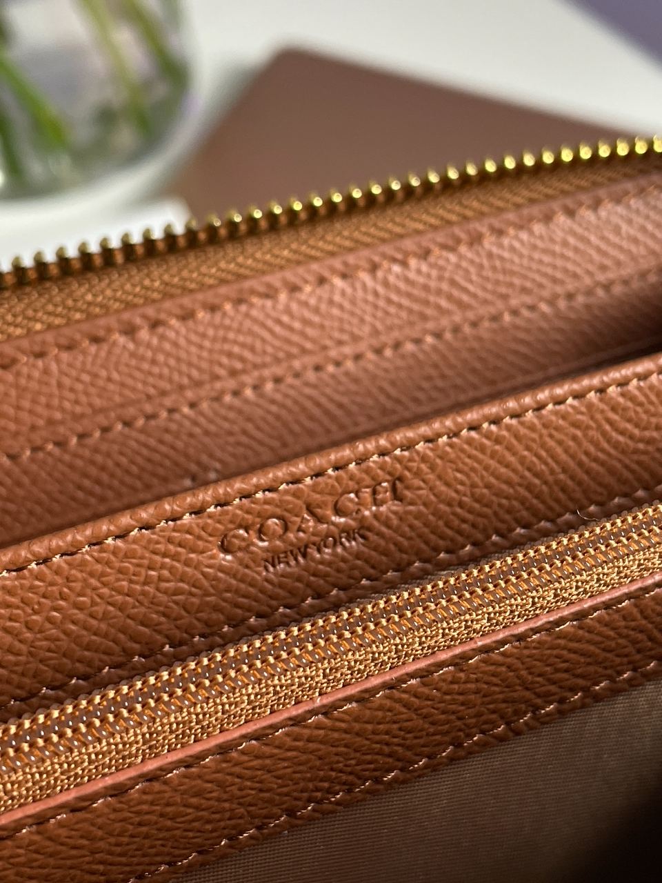 Coach Round Fastener Long Wallet Signature Ginger - 17