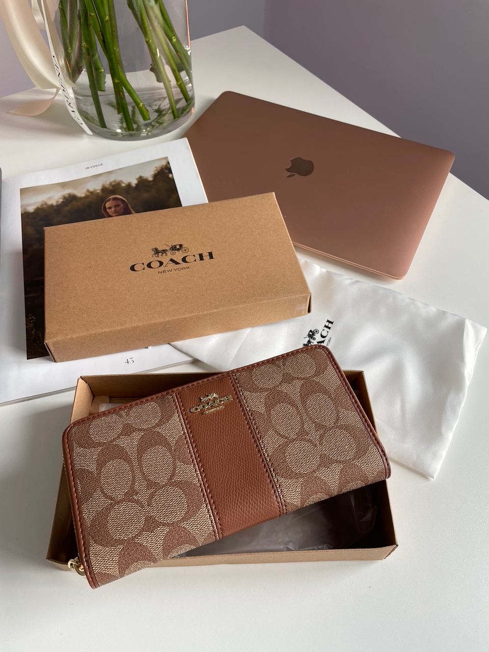 Coach Round Fastener Long Wallet Signature Ginger - 4