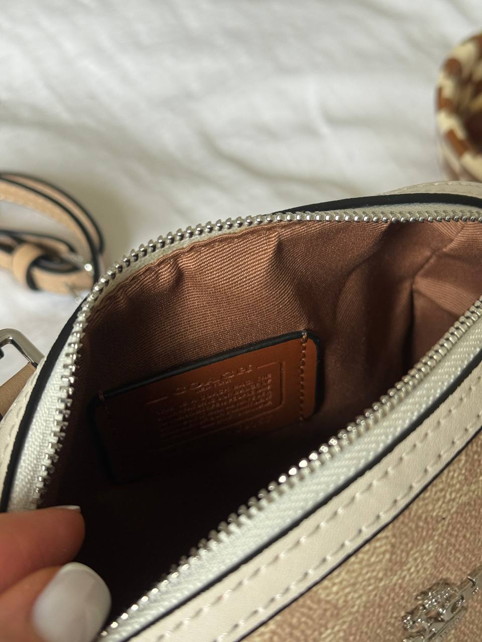 Coach Rowan Satchel Bag In Signature Canvas Beige - 9