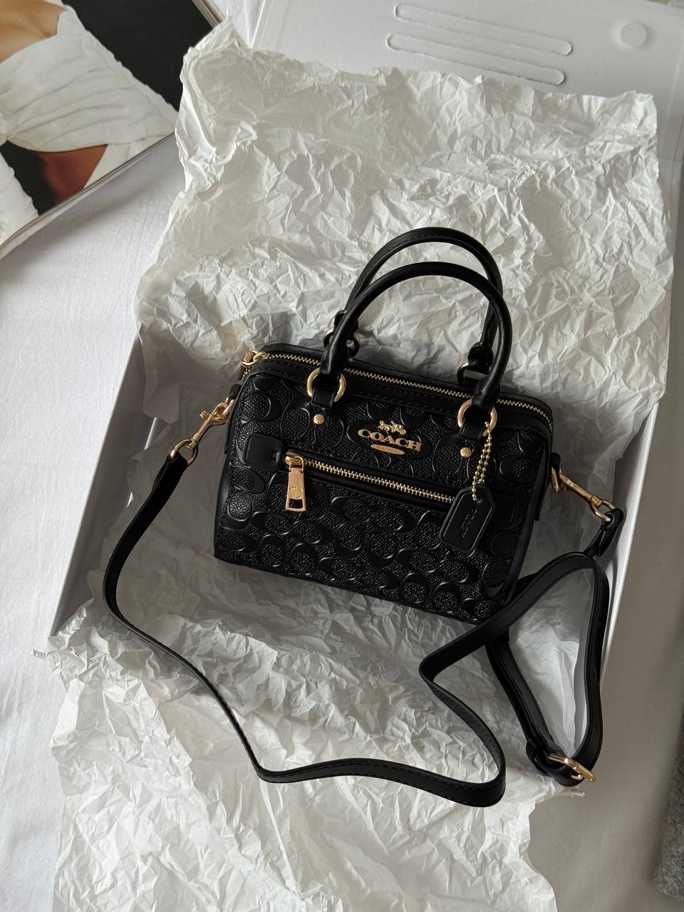 Coach Rowan Satchel Bag In Signature Canvas BLack - 2