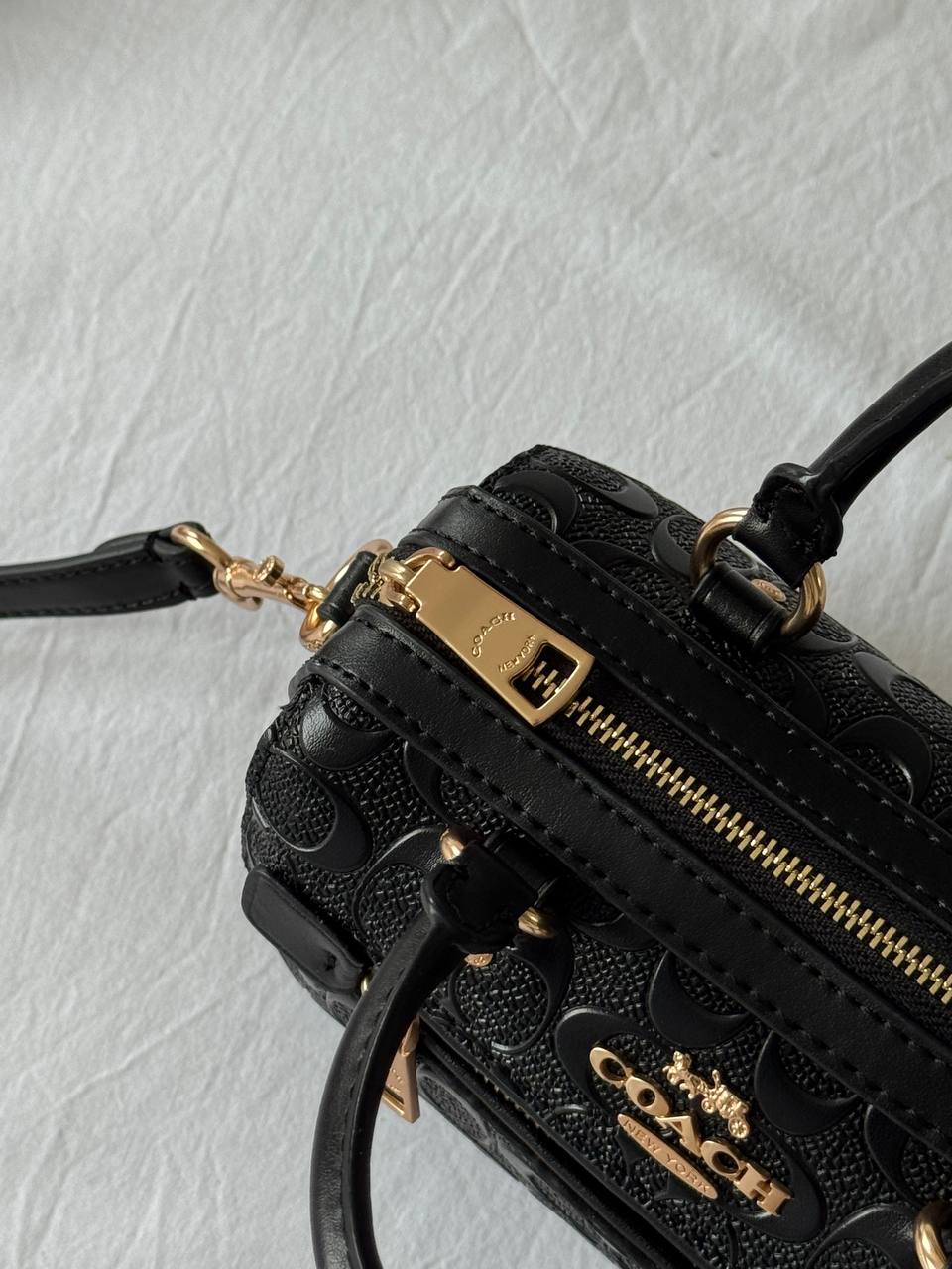 Coach Rowan Satchel Bag In Signature Canvas BLack - 8