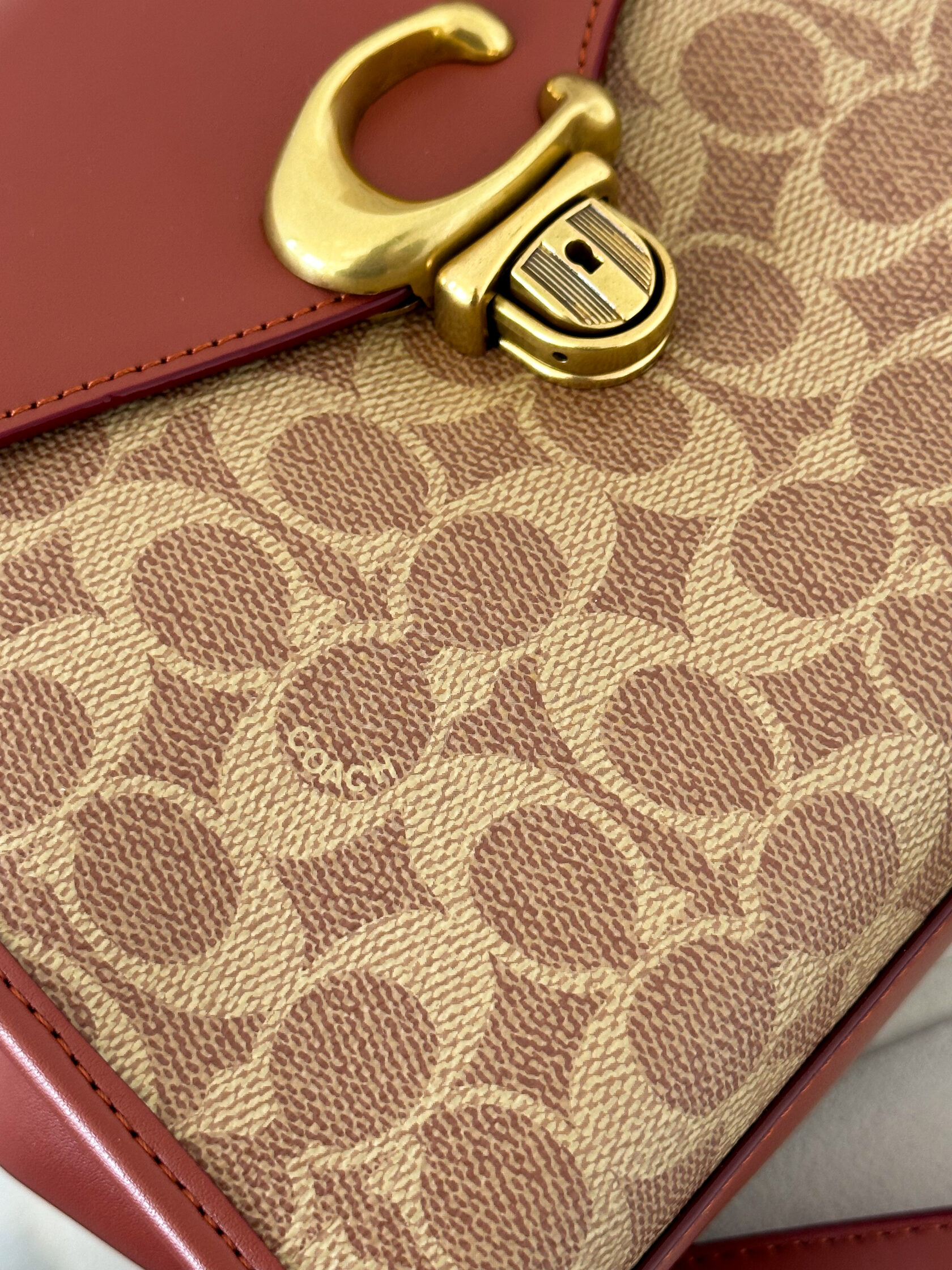 Coach Sammy Top Handle Bag in Signature Canvas Brass/Tan/Rust - 10