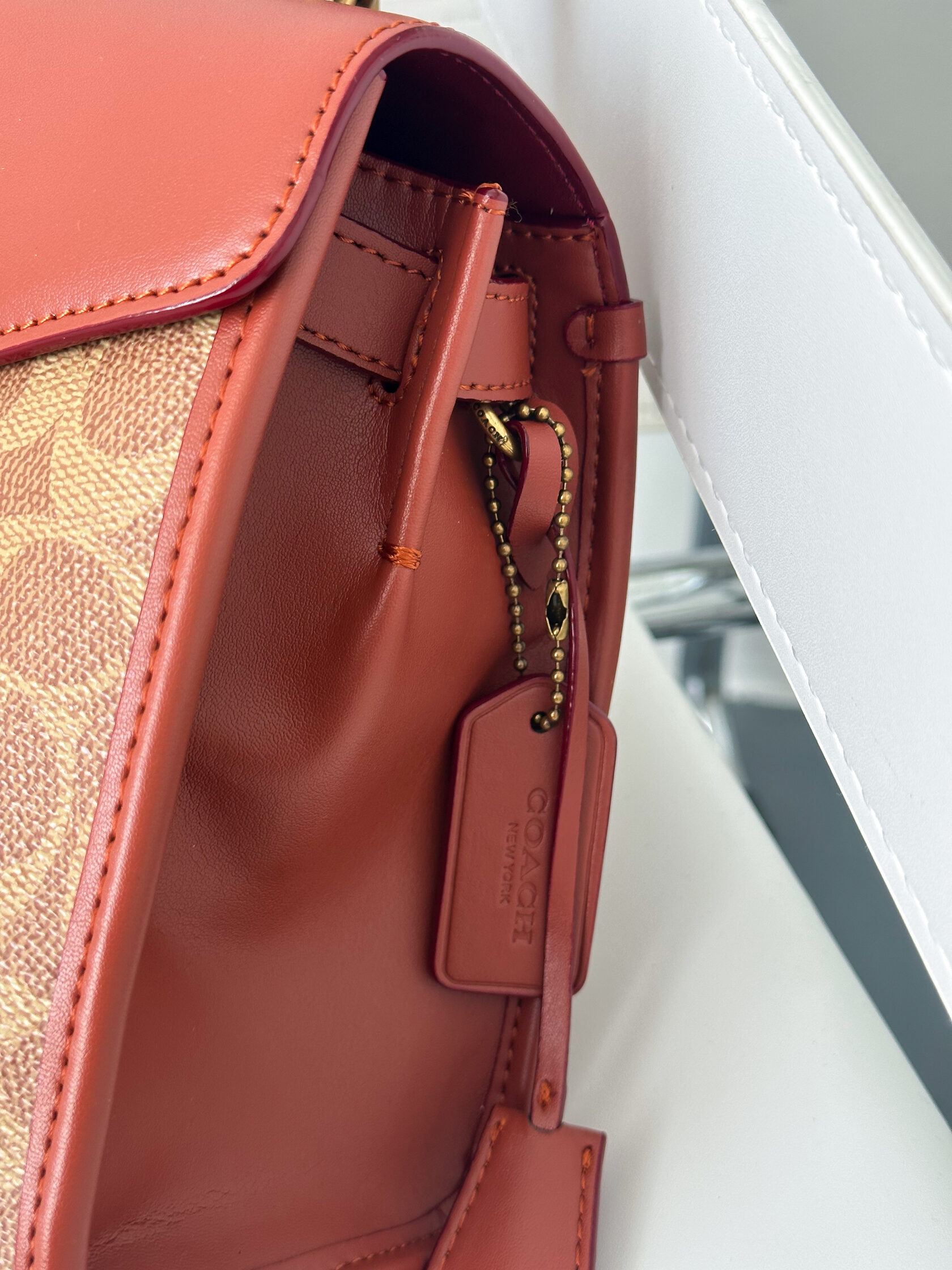 Coach Sammy Top Handle Bag in Signature Canvas Brass/Tan/Rust - 7