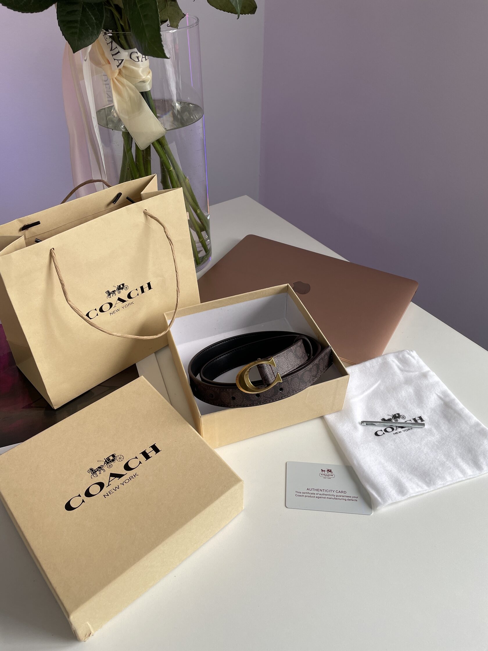 Coach Sculpted C Buckle Belt Brown - 2