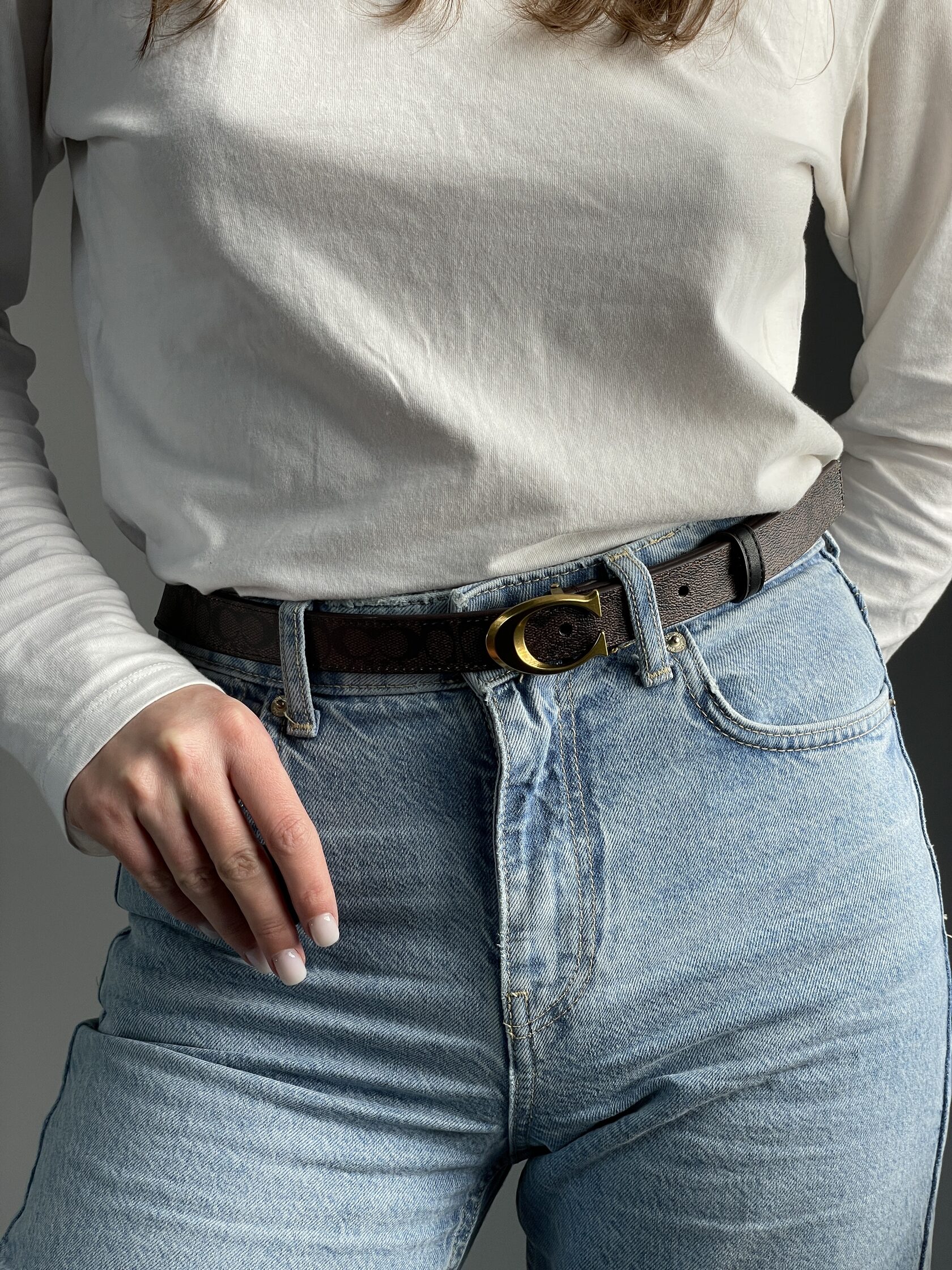 Coach Sculpted C Buckle Belt Brown - 3