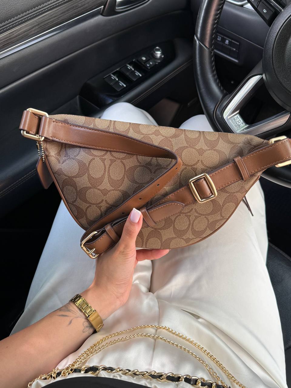 Coach Signature Belt Bag Fanny Pack Beige - 7