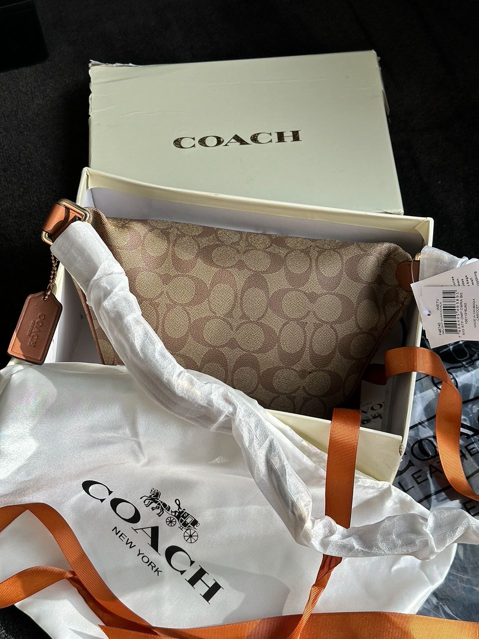 Coach Signature Belt Bag Fanny Pack Khaki Saddle - 14