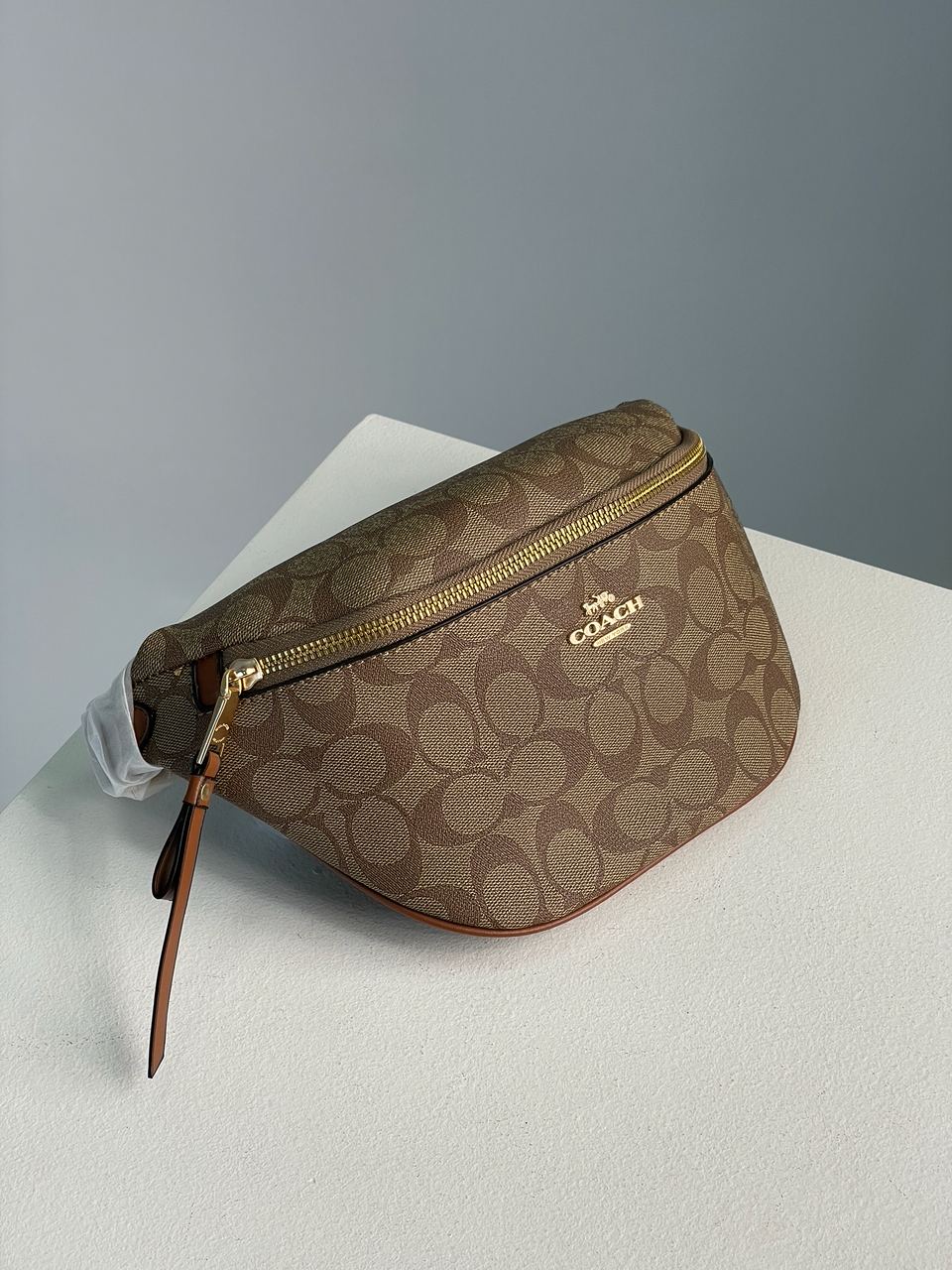 Coach Signature Belt Bag Fanny Pack Khaki Saddle - 9