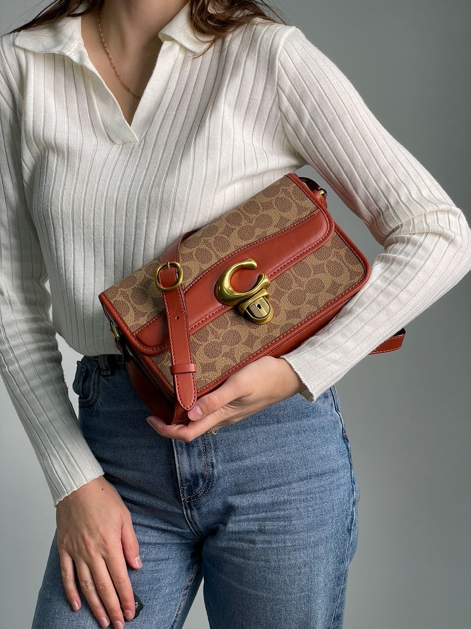 Coach Signature Logo Refined Calf Leather Studio Crossbody Bag - 6