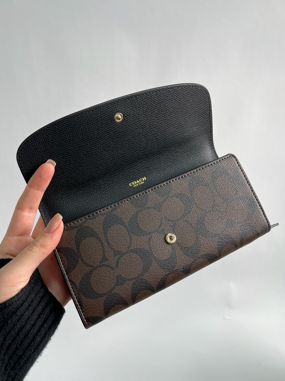 Coach Signature PVC Slim Envelope Wallet Black/Brown - 11