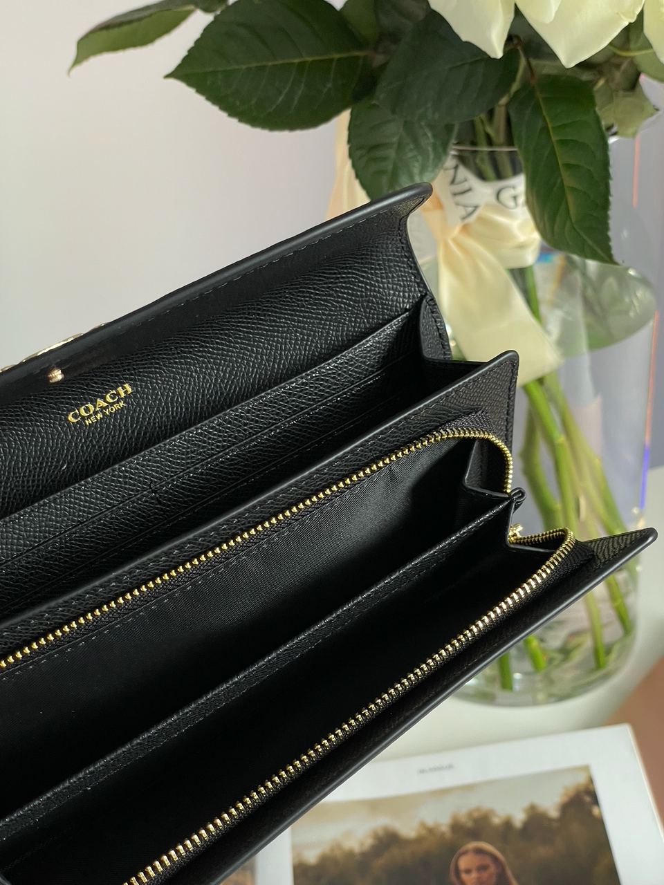 Coach Signature PVC Slim Envelope Wallet Black/Brown - 16