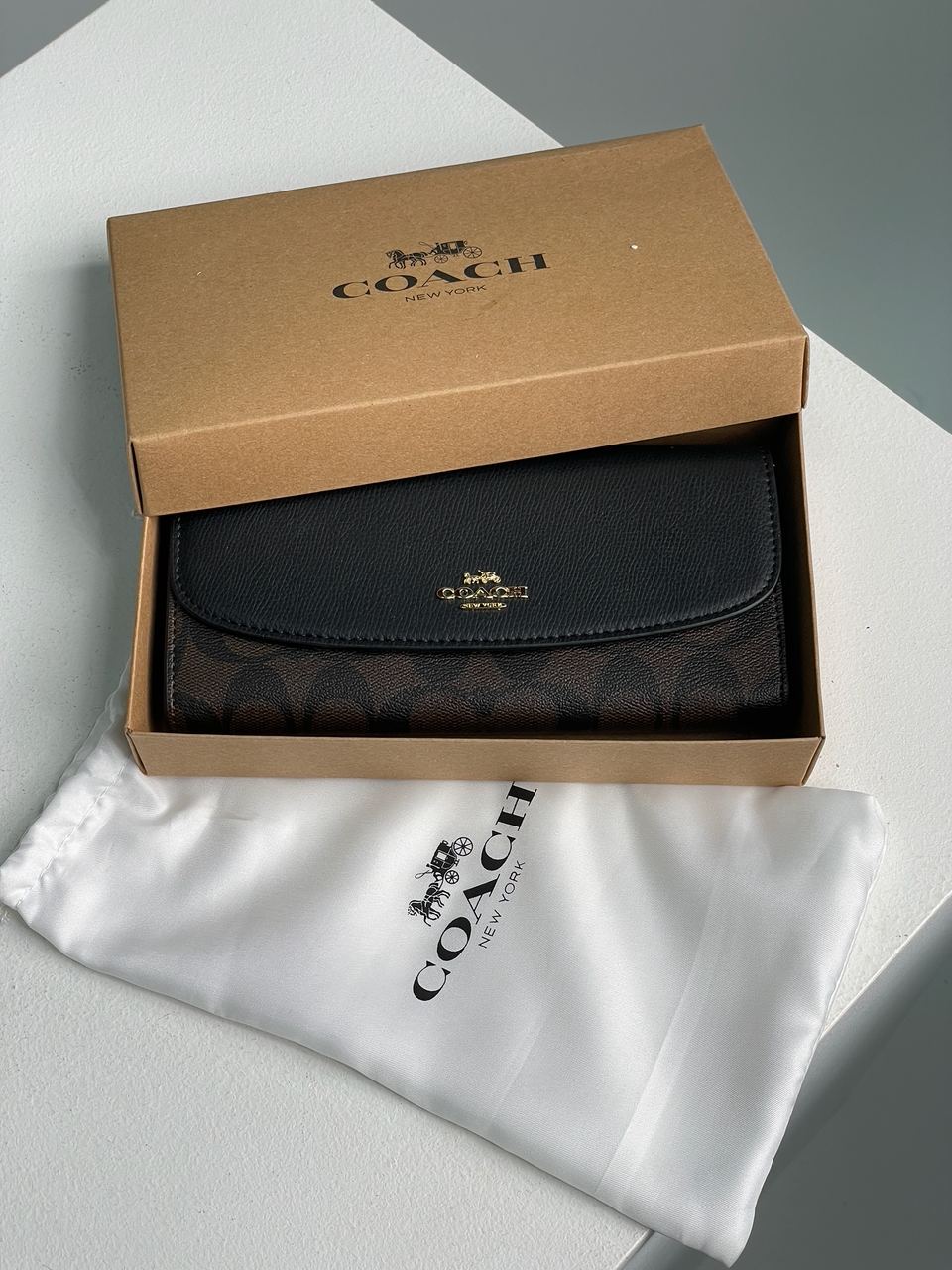 Coach Signature PVC Slim Envelope Wallet Black/Brown - 2